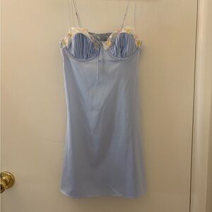 For love and lemons blue slip dress.